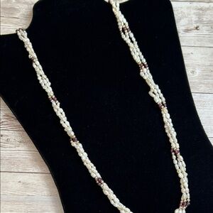 Vintage Rice Pearl and Garnet Bead Necklace